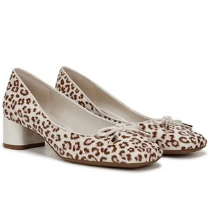 🤎🔹️Franco Sarto 🔹️Leopard Print Leather Natalia  Ballerina Block Heels Shoes
